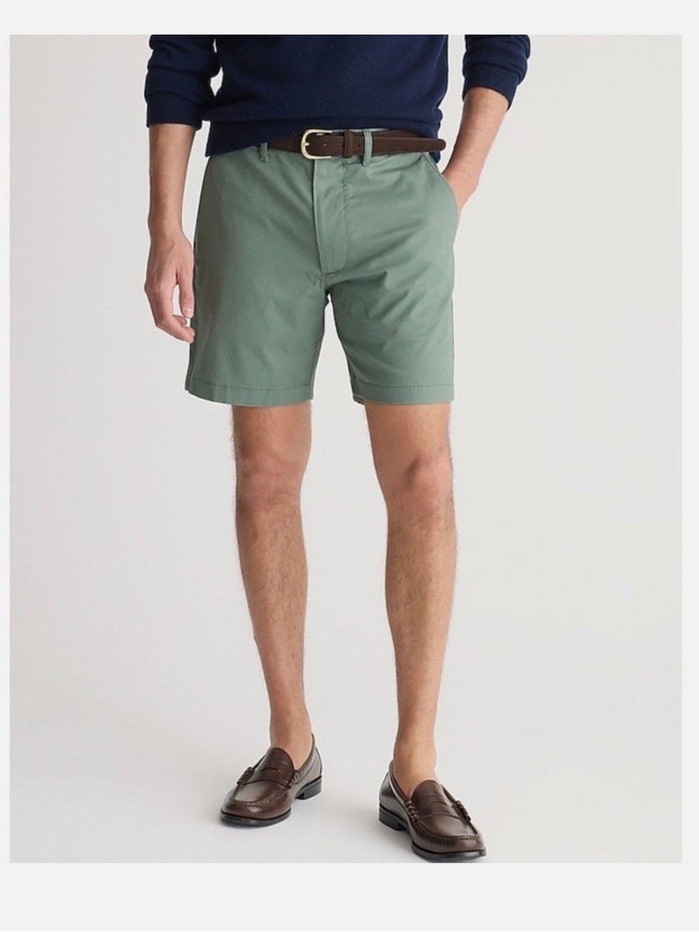 J. Crew Sage Green Flat-Front Cotton Shorts